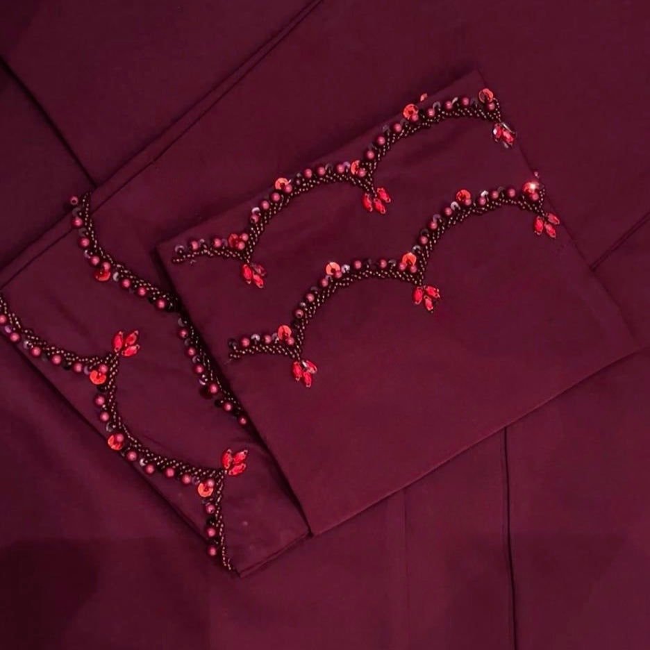 Cranberry open Abaya with Hijab