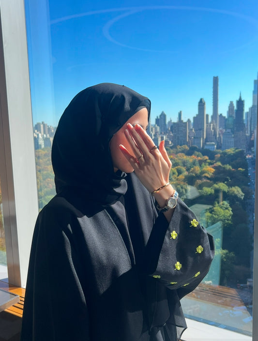 Four Leaf Clover Embroidered Abaya