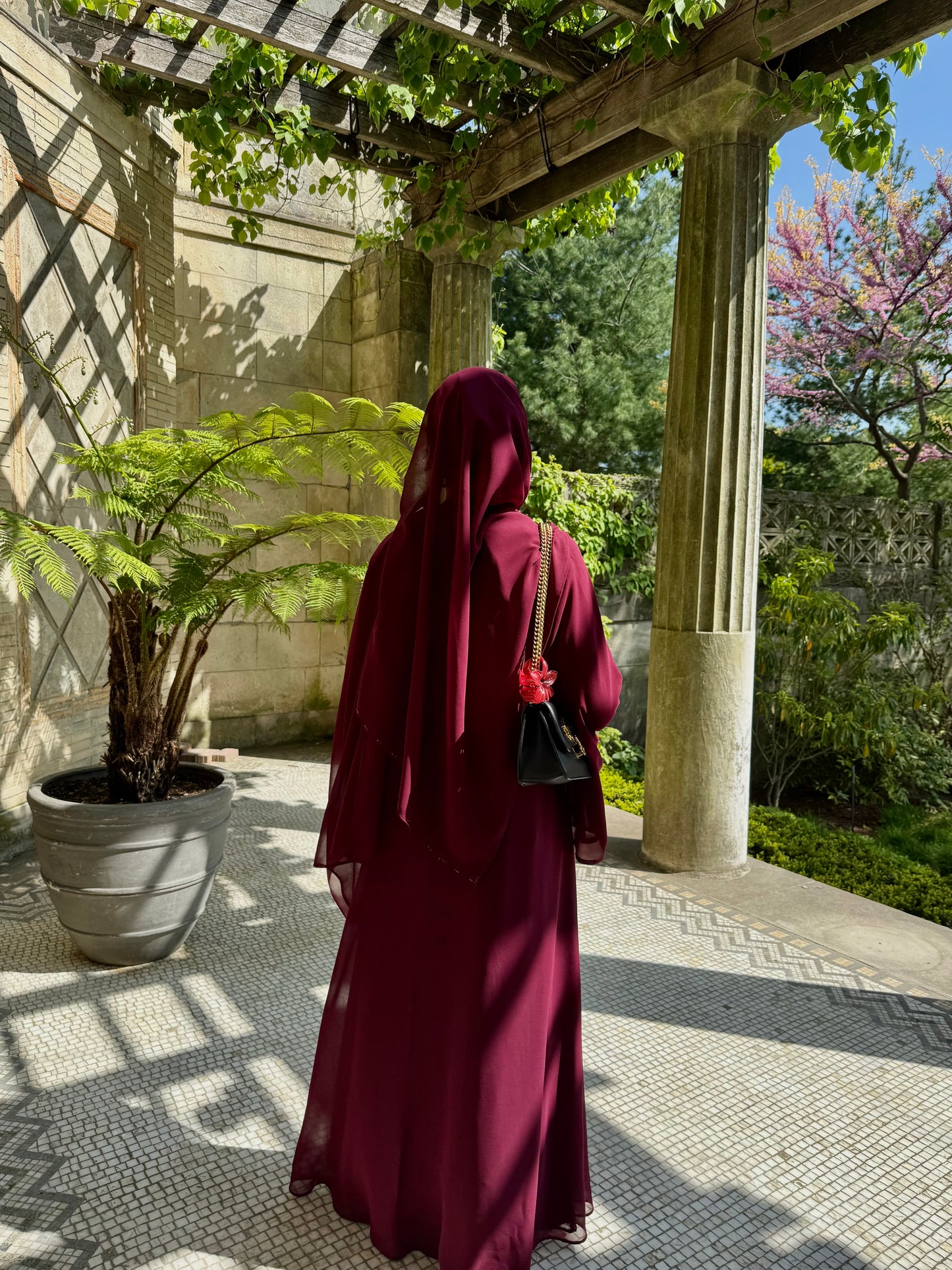 Umbrella Abaya with hijab in Burgundy