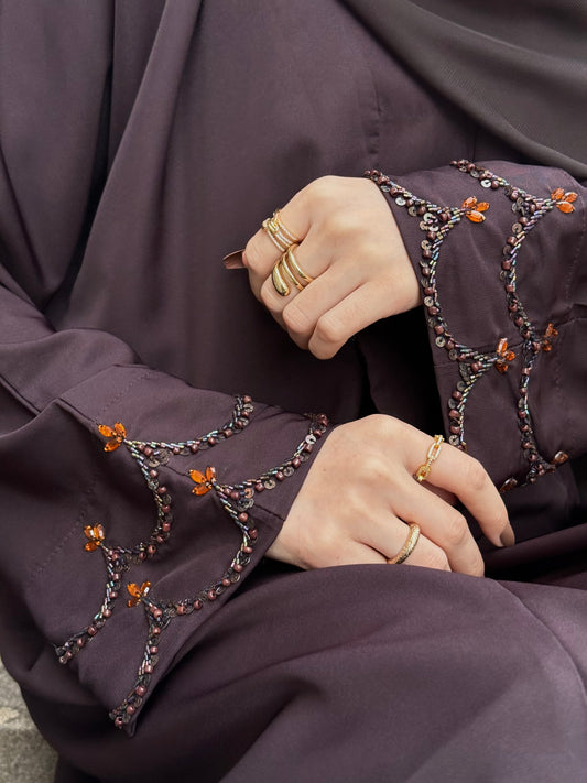 Espresso open Abaya with hijab