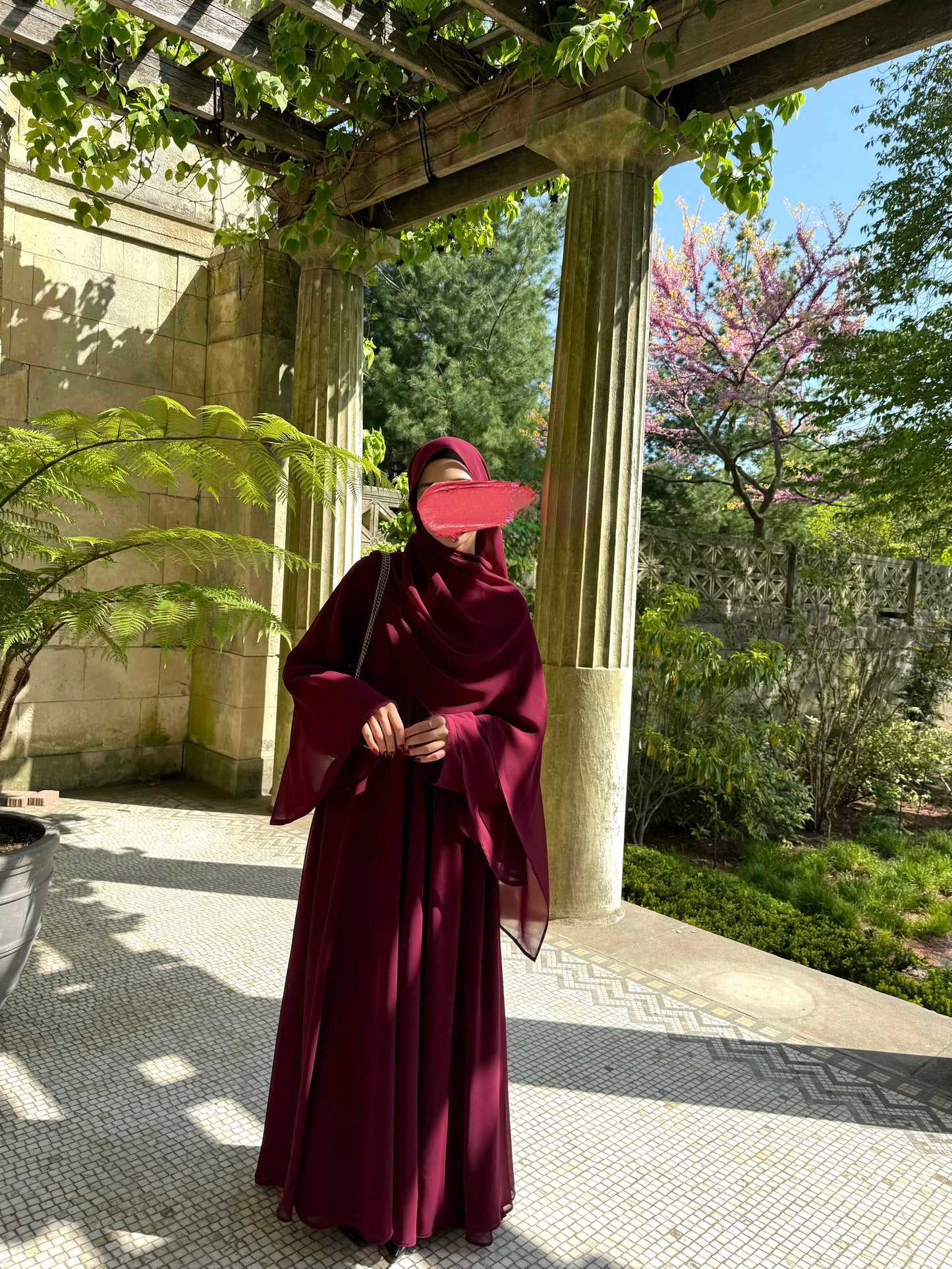 Umbrella Abaya with hijab in Burgundy