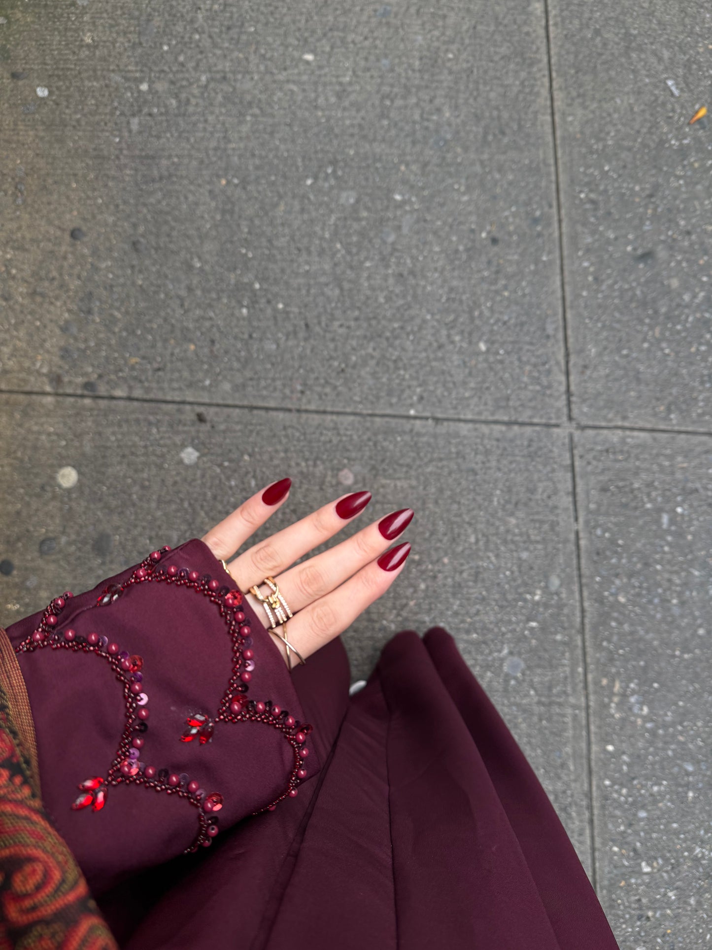 Cranberry open Abaya with Hijab