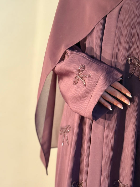 Bow Abaya with hijab in Mauve
