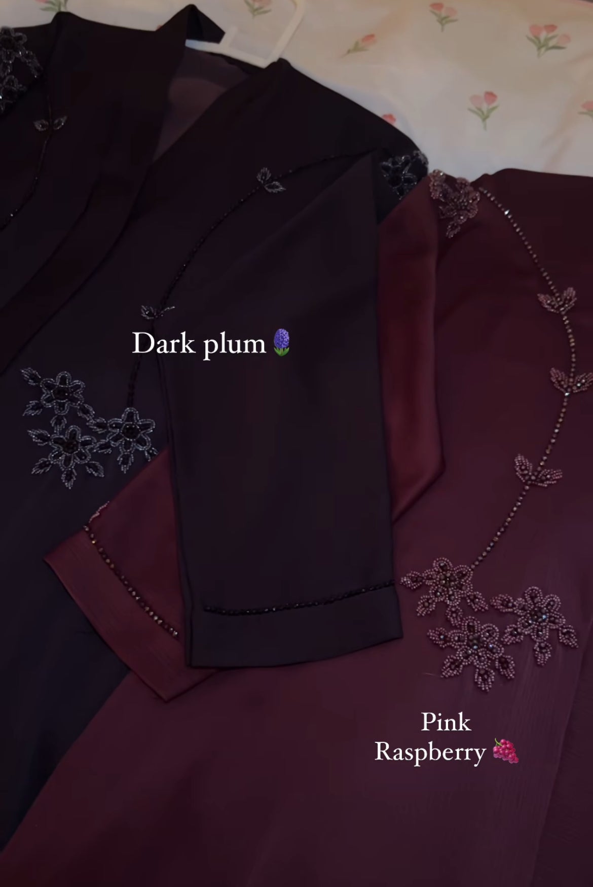Amal open abaya with hijab in Dark Plum