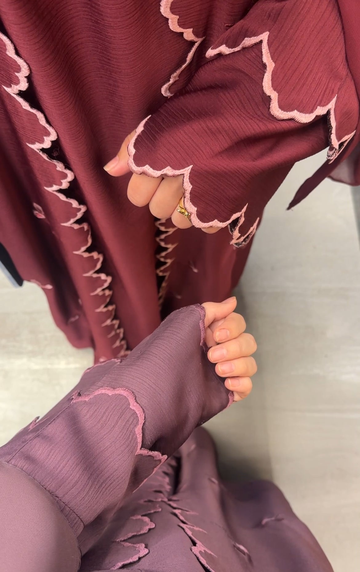 Inaara abaya with hijab in Cherry red