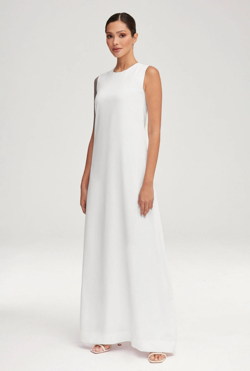 White Sleeveless Maxi Slip Dress
