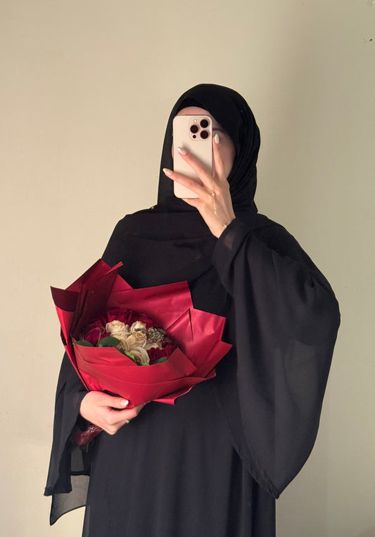Umbrella Abaya with hijab in black