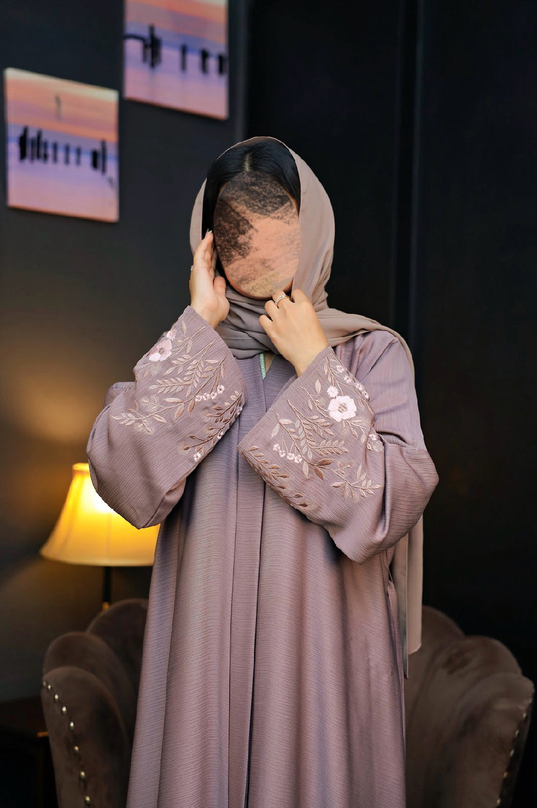 Amira open (closed) Abaya with hijab