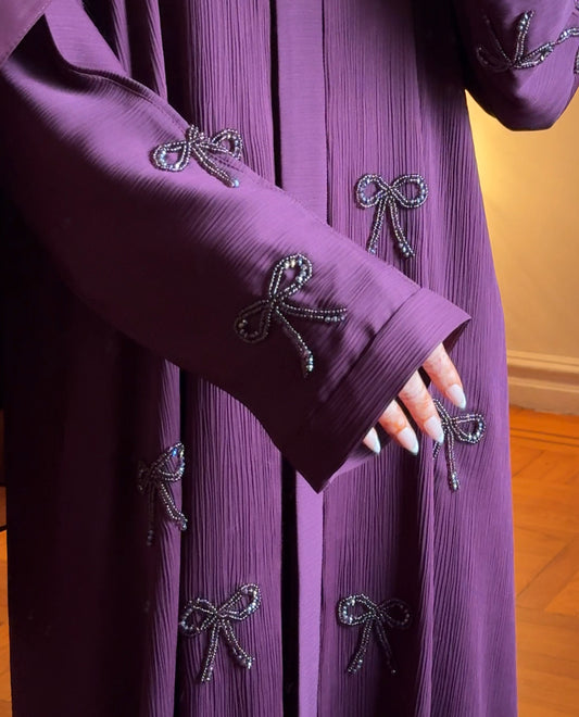 Bow Abaya in Berry
